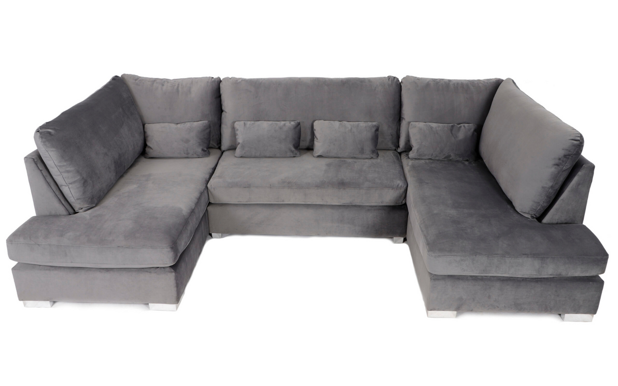 Belgravia U Shape Grey French Velvet Corner Sofa