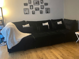 Meridian U Shape Sofa Bed with Storage Plush Velvet Black