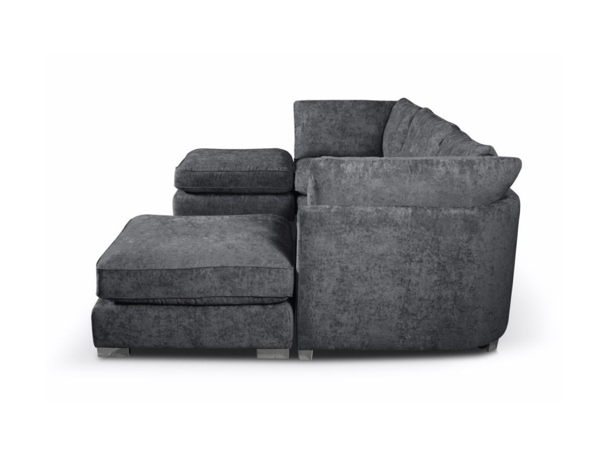 Brixton U shape Corner Sofa Chenille Charcoal Grey