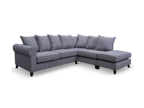 Capri RIght Hand Corner Sofa + Footstool Kensington Fabric Grey