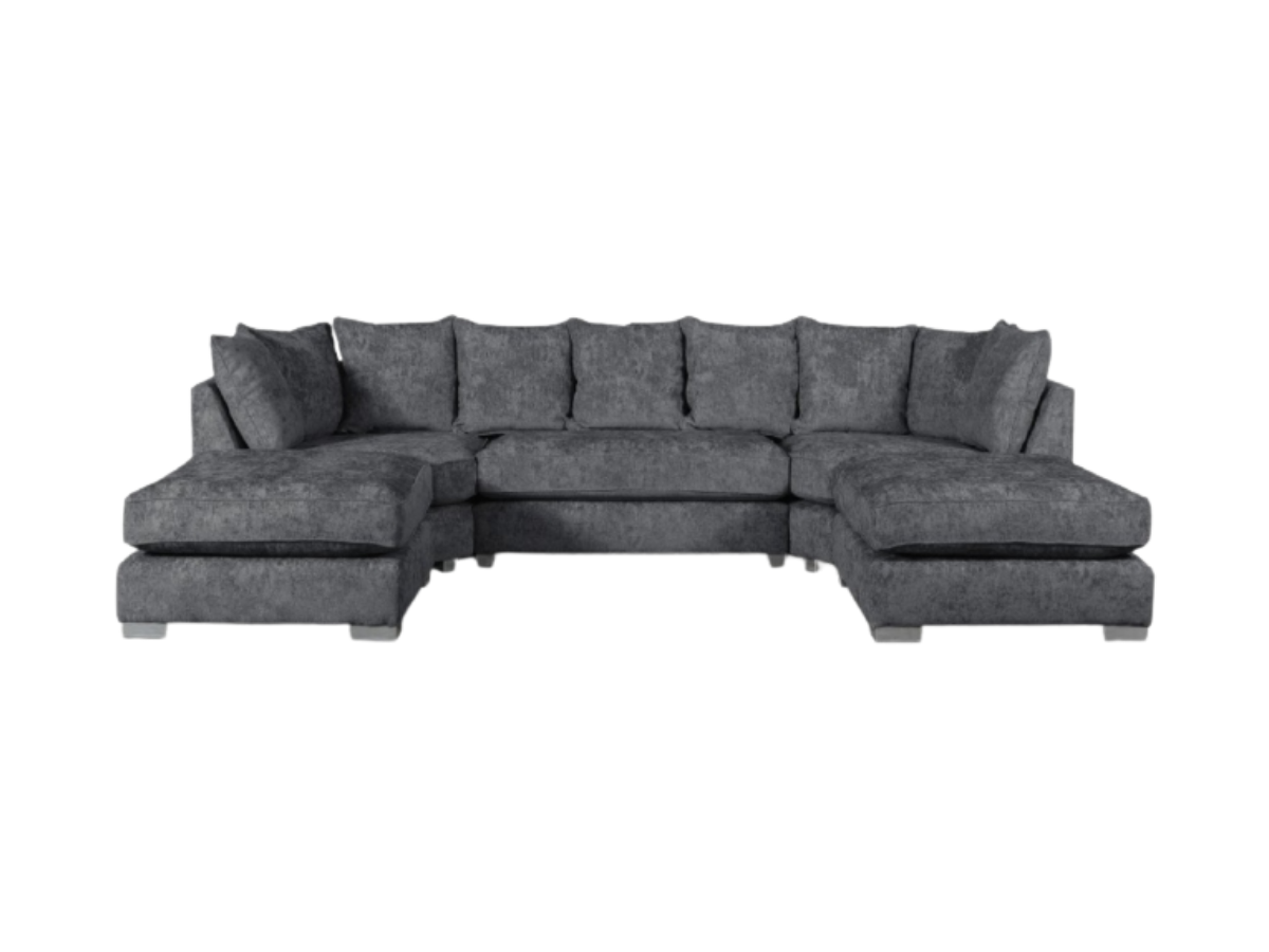 London U Shape Charcoal Grey Corner Scatter Back Sofa