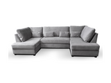 Meridian U Shape Sofa Bed with Storage Plush Velvet Steel