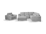 Sloane Large Double Corner Sofa with Armchair and Footstool Silver