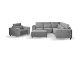 Sloane Large Double Corner Sofa with Armchair and Footstool Grey