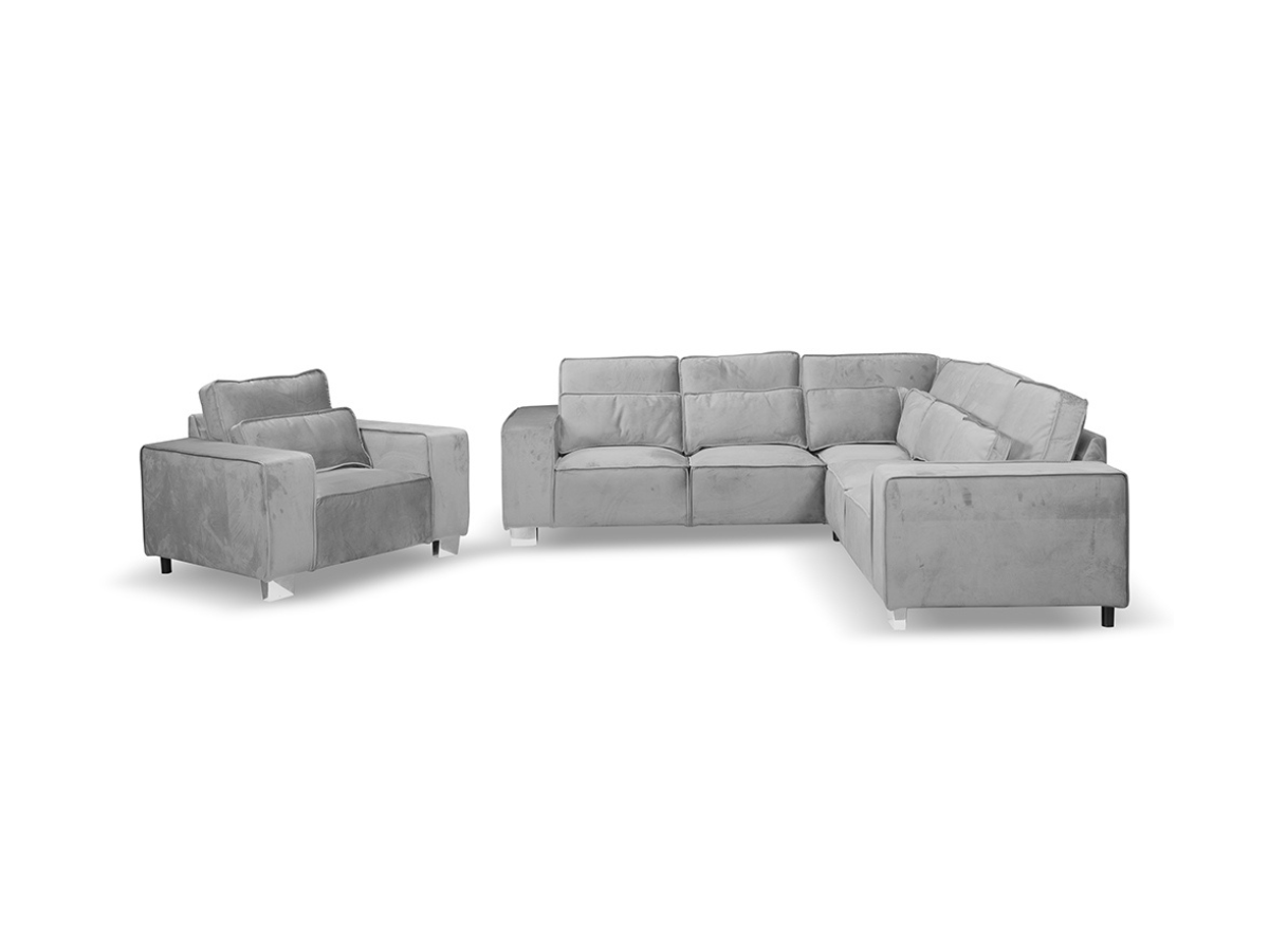 Sloane Large Double Corner Sofa with Armchair Silver