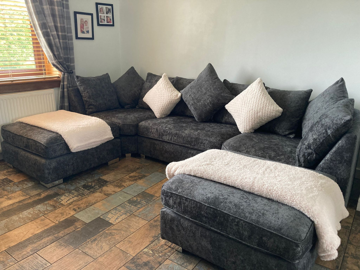 Charcoal sectional living discount room