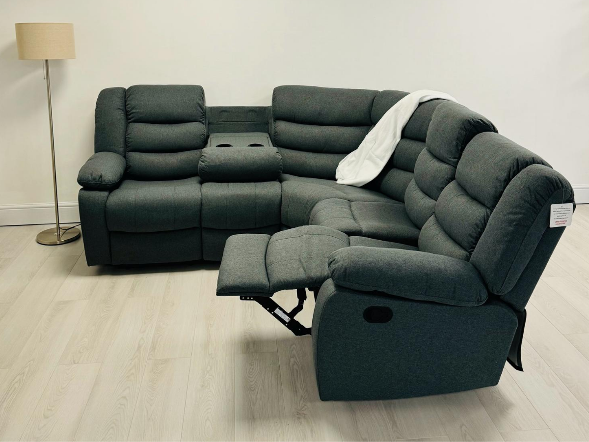 Sorrento slate grey plush deals fabric recliner corner sofa