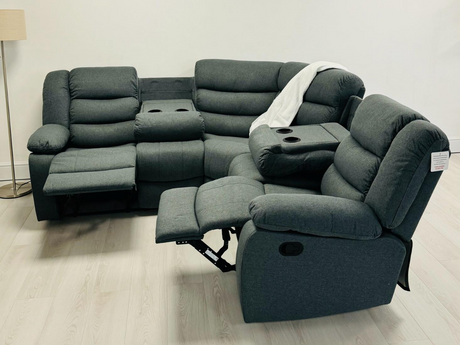 Sorrento Recliner Sofa Double Corner Fabric Grey
