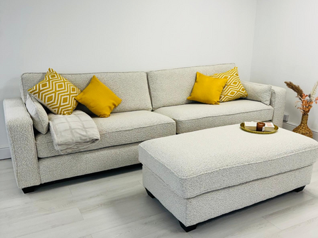 Bloomsbury Luxury 4 Seater Sofa in Cream with Free Matching Footstool