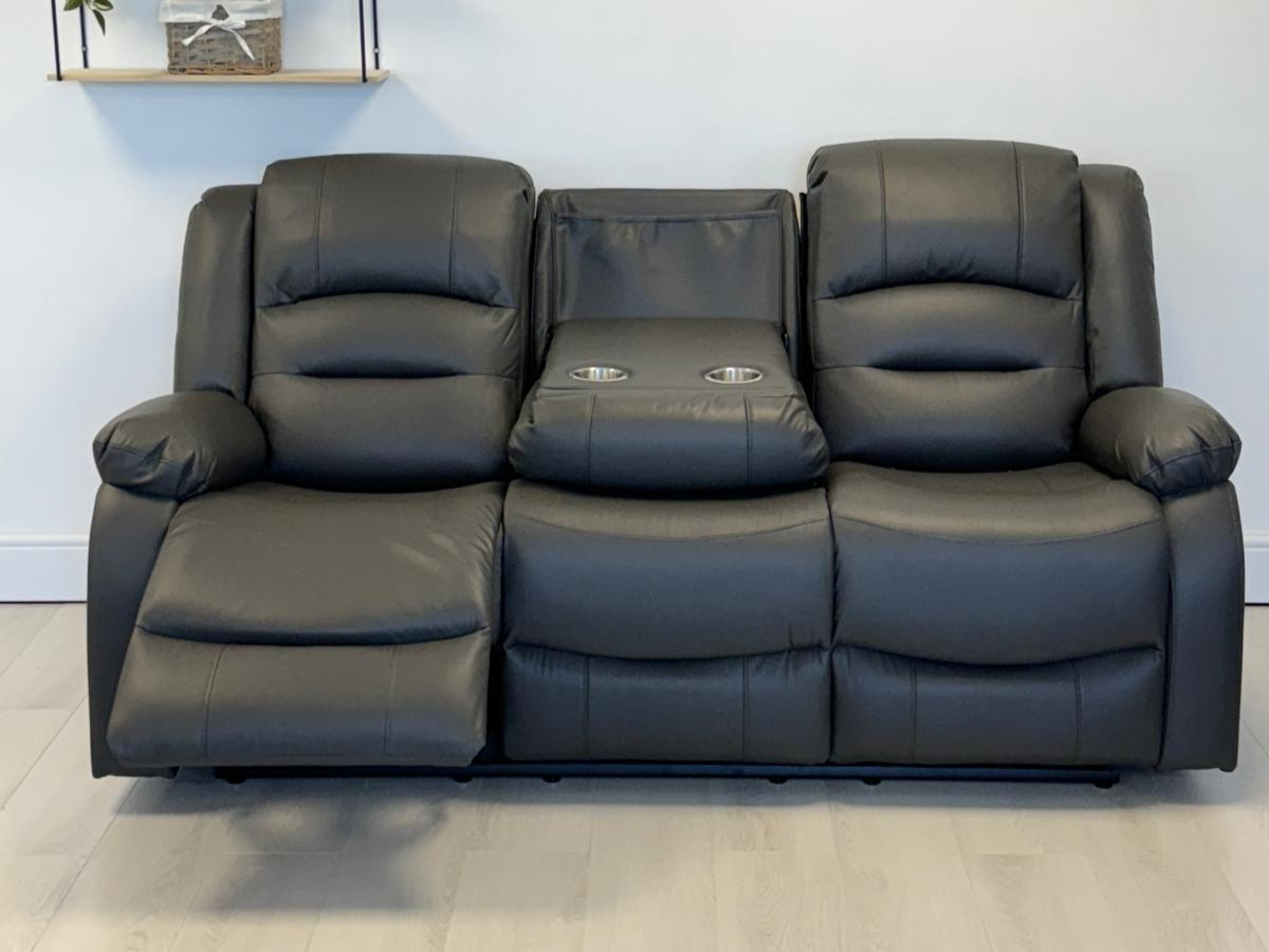 Vinson 3 Seater Electric Recliner Sofa Grey Aire Leather