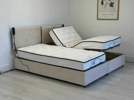 Adjustable Electric Bed Chenille With Pocket Mattress and Headboard 