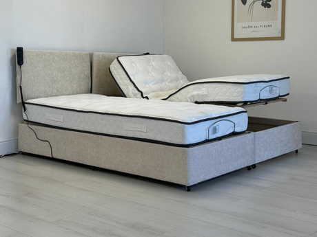 Adjustable Electric Bed Chenille With Pocket Mattress and Headboard 