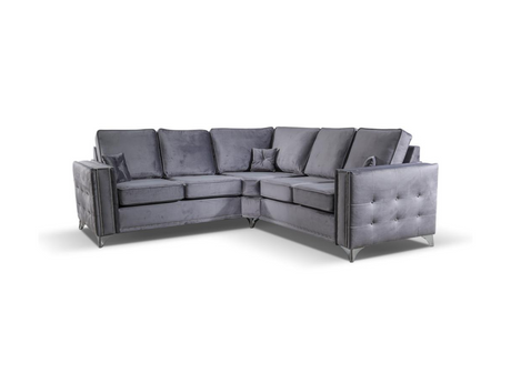 Alaska Corner Sofa Full Back Plush Velvet Grey