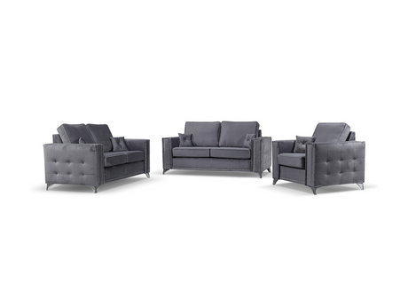 Alaska 3 and 2 Sofa Set and Armchair Grey Plush Velvet