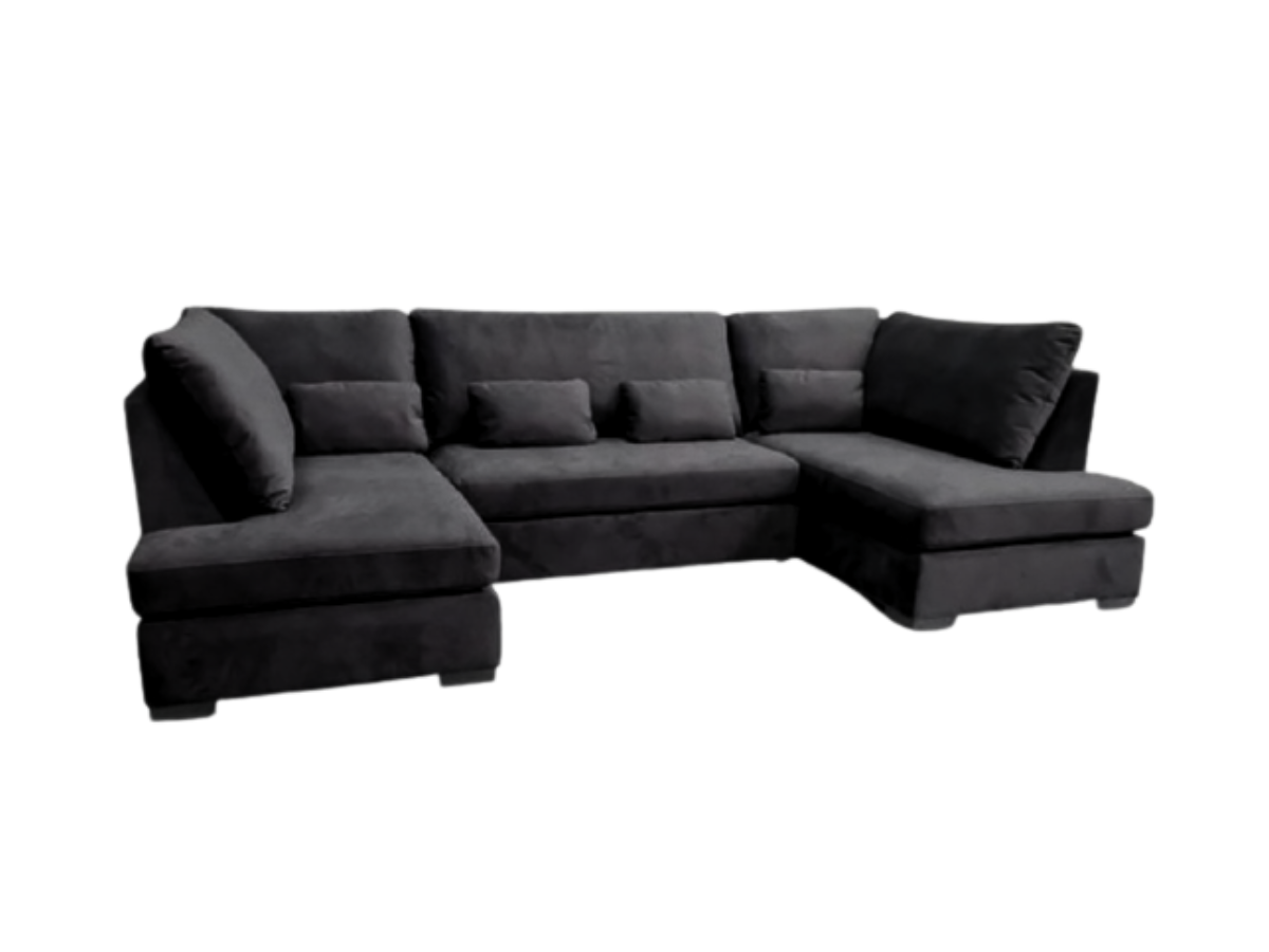 Belgravia U Shape Sofa Plush Velvet Black