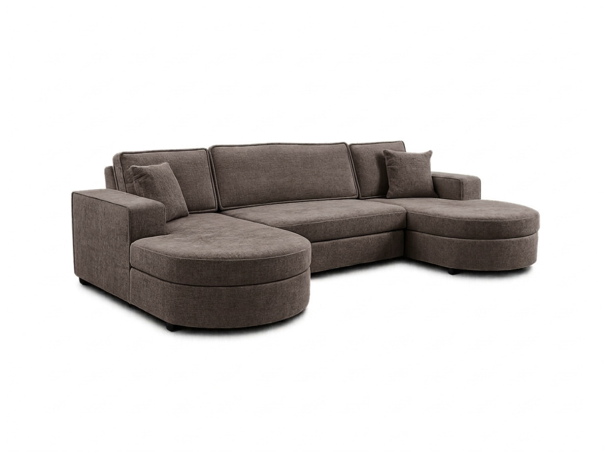 Belrosa Enzo Chocolate U Shaped Sofa Bed Storage