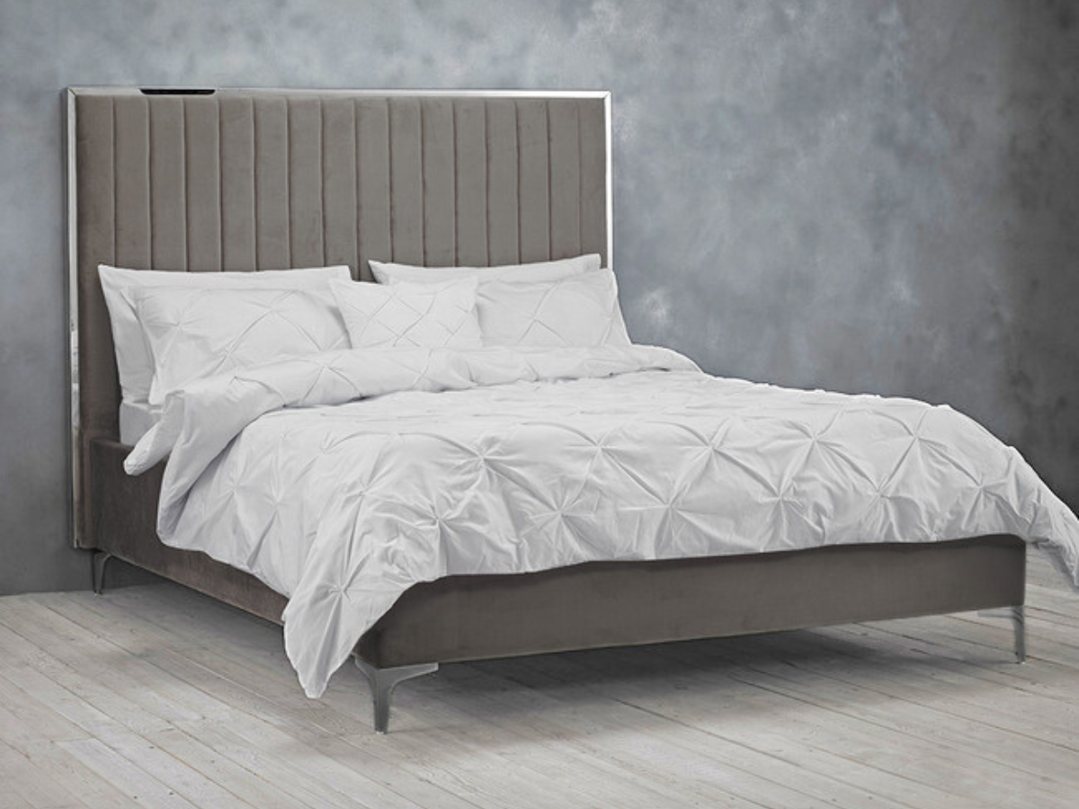 Berkeley Bed Frame Soft Mink Plush Velvet Headboard
