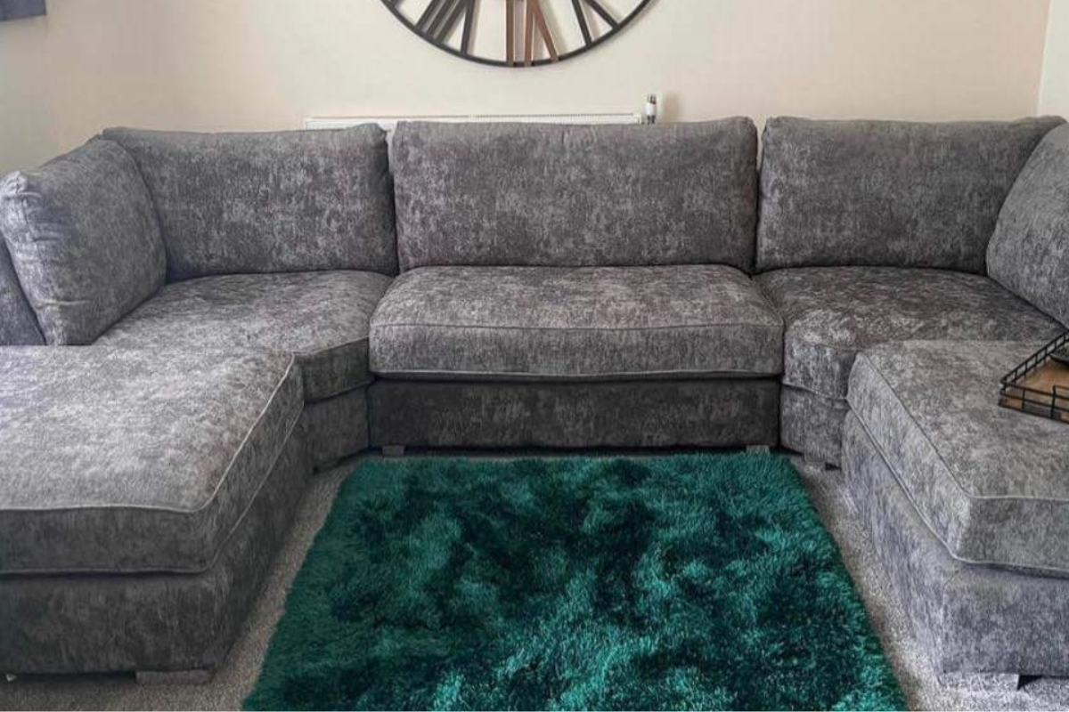 Gray chenille sofa deals