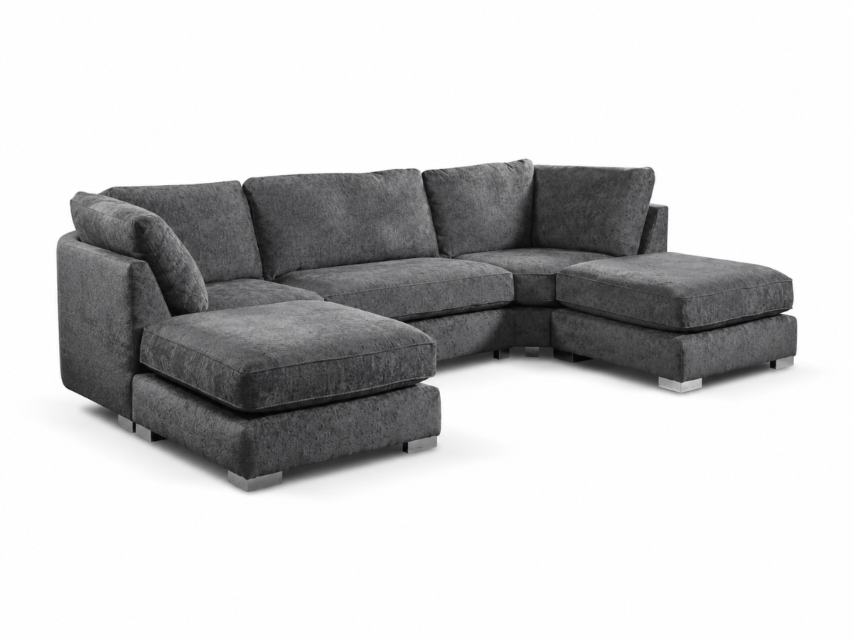 Bishop Charcoal Grey U Shaped Sofa Chenille Fabric