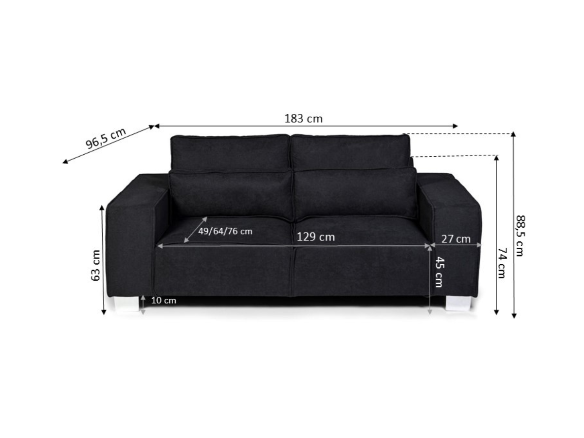 Broadgate 2 Seater Sofa Black Fabric pay weekly sofa