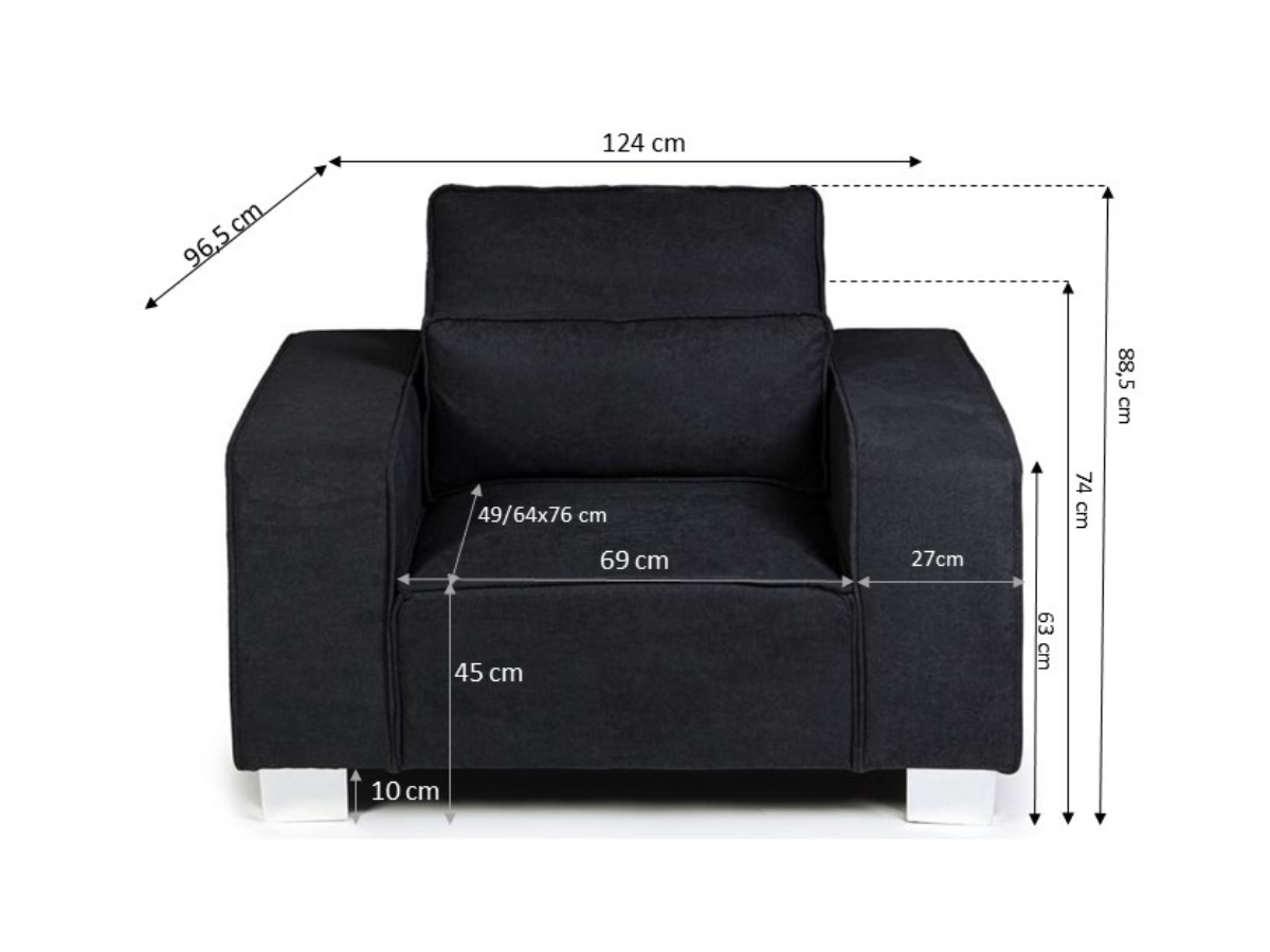 Broadgate Armchair with Cushion Black Kensington Fabric