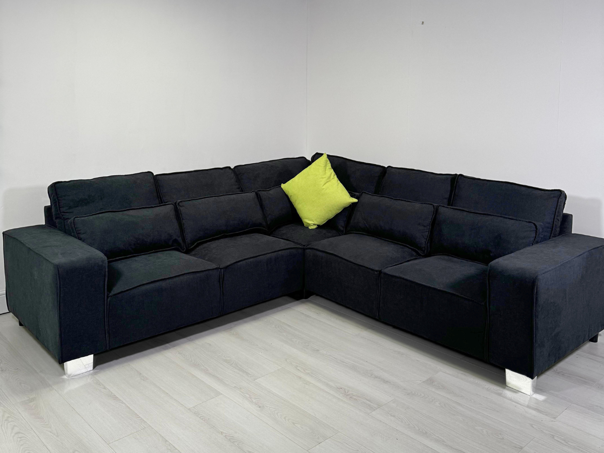 Broadgate Corner Sofa black fabric sofa pay weekly sofa cheap sofa uk