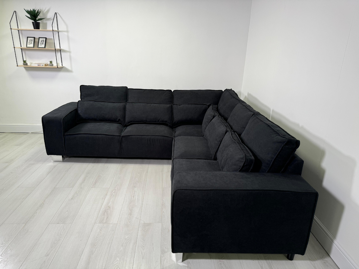 Broadgate Corner Sofa black fabric sofa pay weekly sofa cheap sofa uk