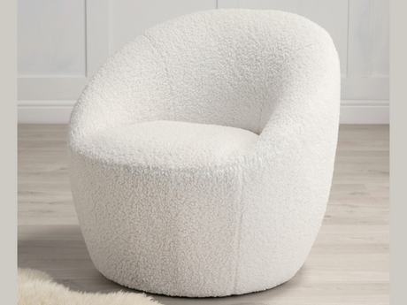 Cocoon Occasional Accent Chair in Ivory Boucle