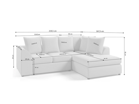 Chelsea Corner Sofa 4 Seater Right Hand Scatter Back Measurements