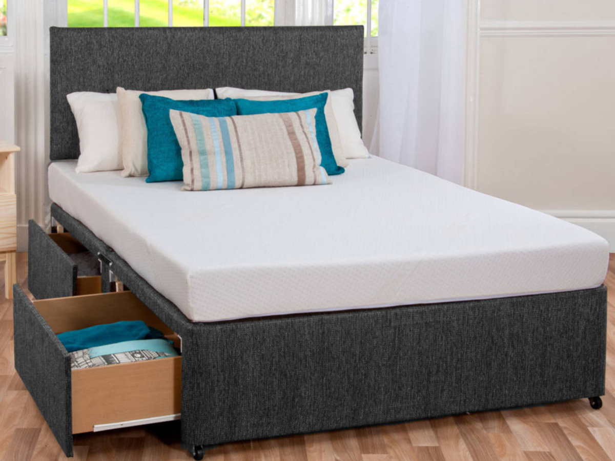 Divan Bed and Sleep Plus Hybrid Mattress with Headboard - more color options