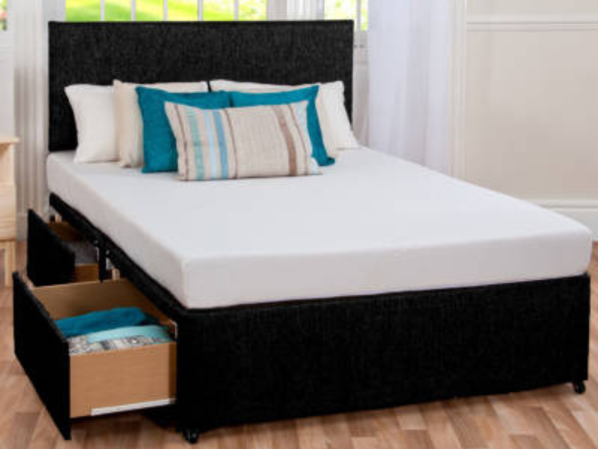 Divan Bed and Sleep Plus Hybrid Mattress with Headboard - more color options