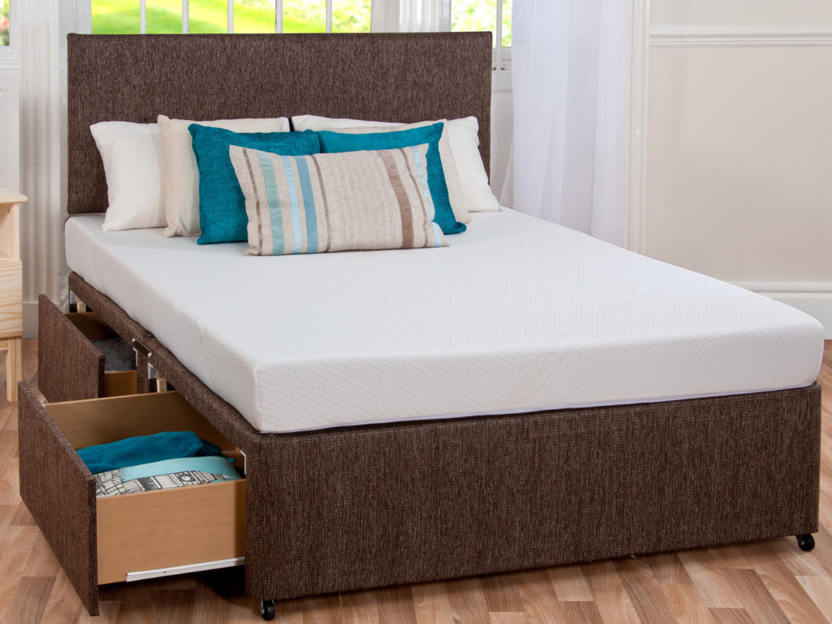 Divan Bed and Sleep Plus Hybrid Mattress with Headboard - more color options