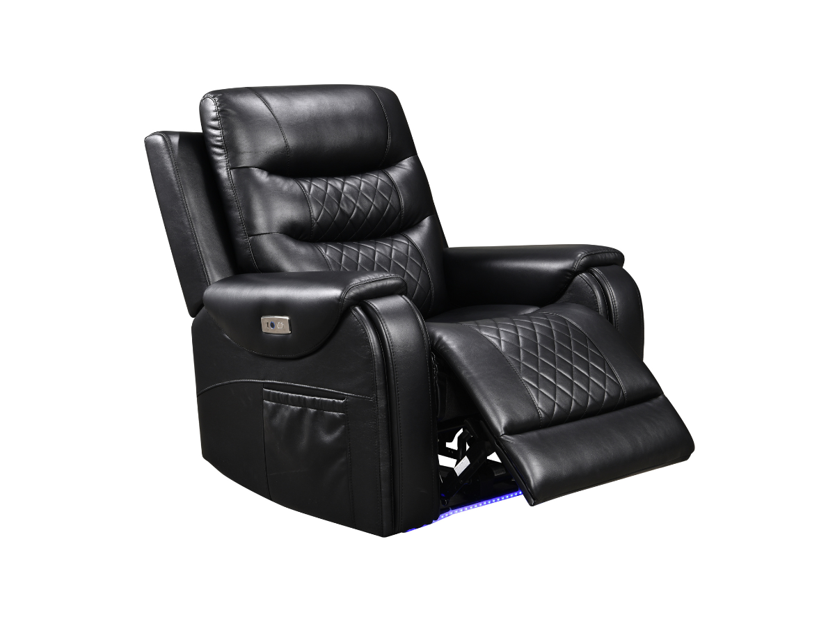 Forbes Electric Recliner Armchair Aire Leather Black