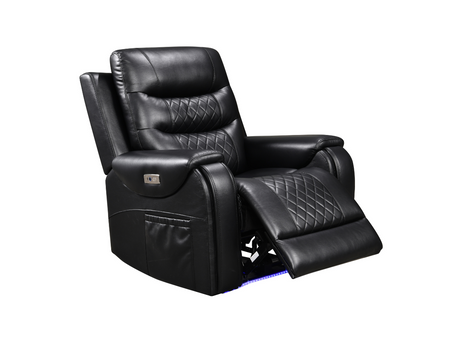 Forbes Electric Recliner Armchair Aire Leather Black