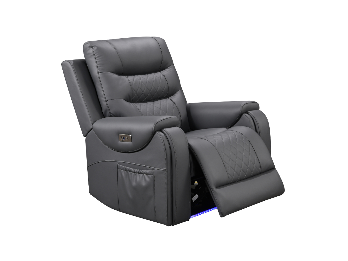 Forbes Electric Recliner Armchair Aire Leather Grey