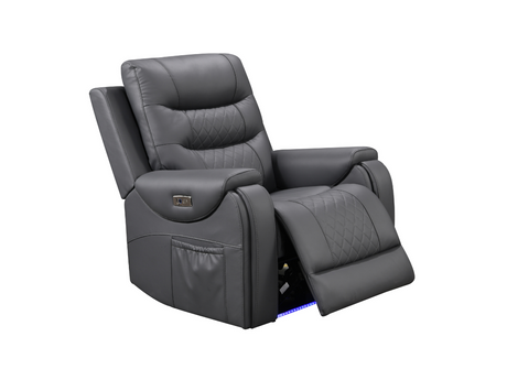 Forbes Electric Recliner Armchair Aire Leather Grey
