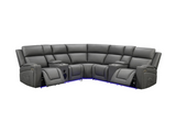 Foster Electric Recliner Corner Sofa Aire Leather with USB Port and Cup Holders