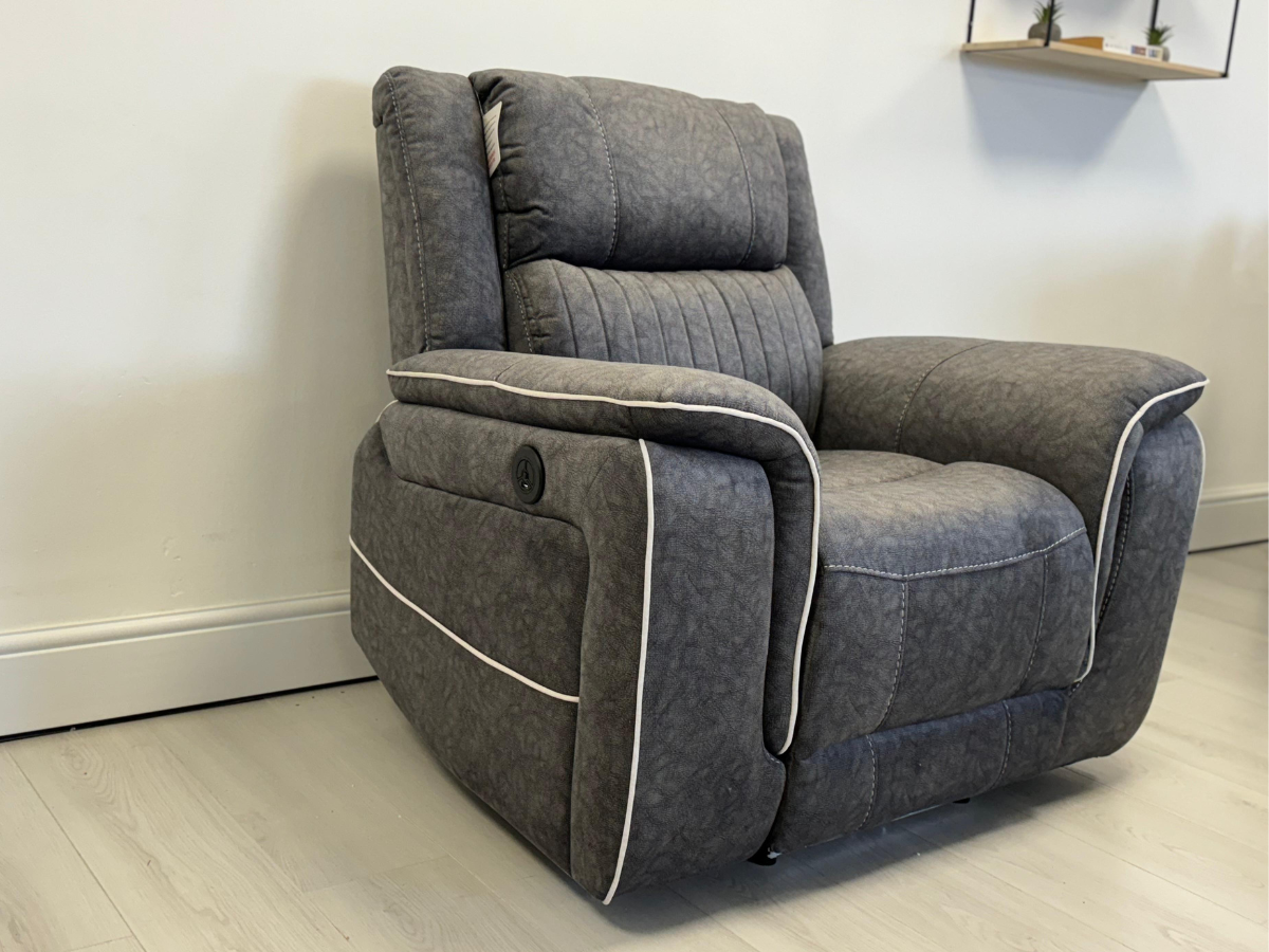 Hannan Electric Recliner Armchair Grey Micro Fabric
