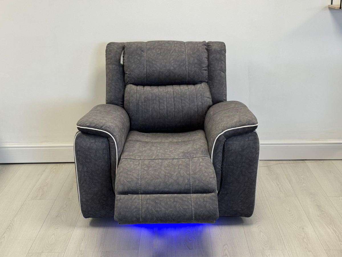 Hannan Electric Recliner Armchair Grey Micro Fabric