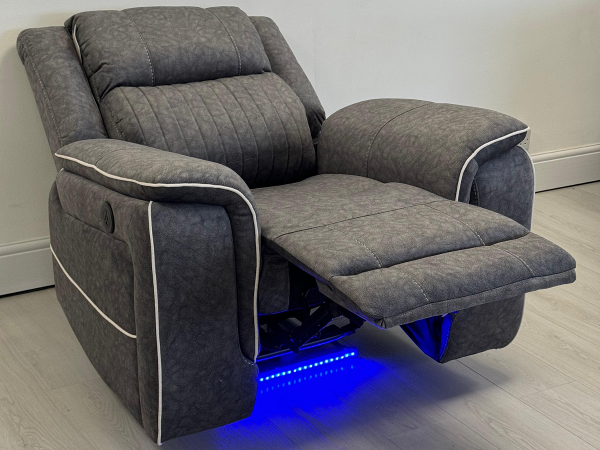 Hannan Electric Recliner Armchair Grey Micro Fabric