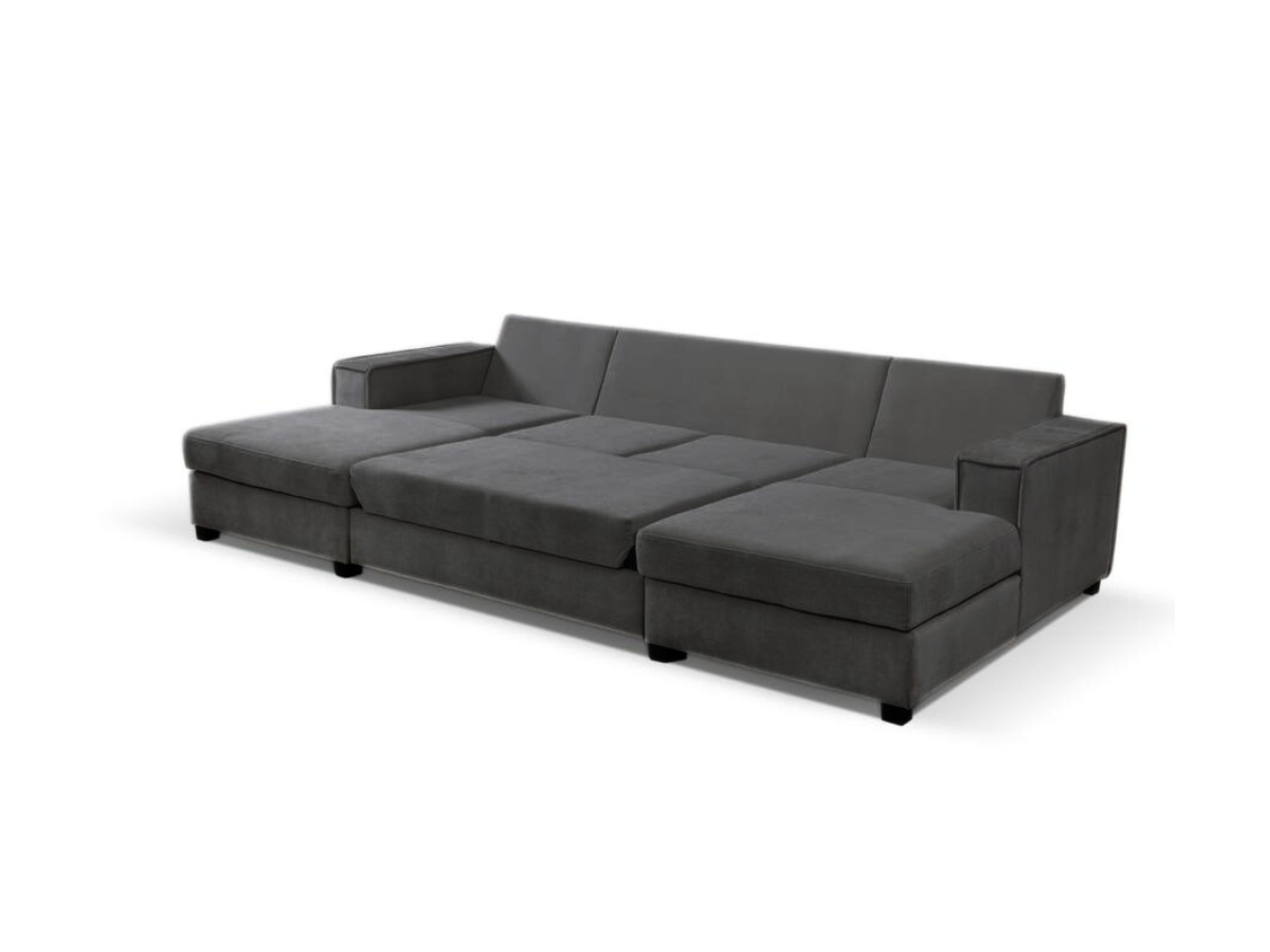 Harlowe U Shape Sofa Bed with Storage Grey