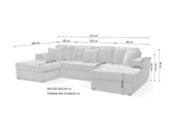Harlowe U Shape Sofa Bed with Storage Measurements