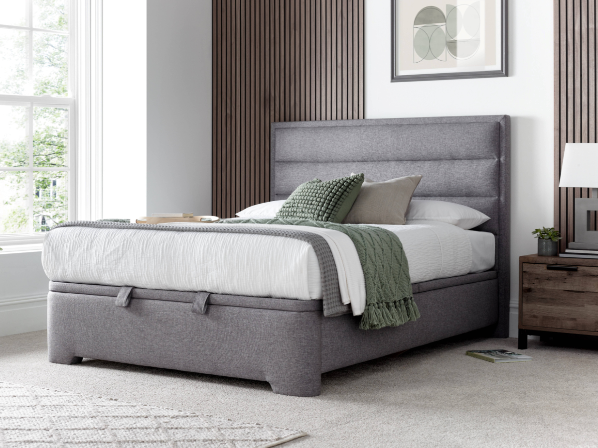 Ottoman bed with storage, bed with storage, queen size ottoman bed, grey ottoman bed