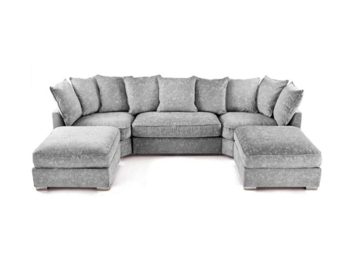 London U Shape Corner  Sofa Silver