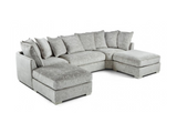 London U Shape  Corner Scatter Back Sofa Silver