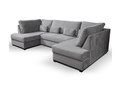 Meridian U Shape Sofa Bed with Storage Plush Velvet Grey