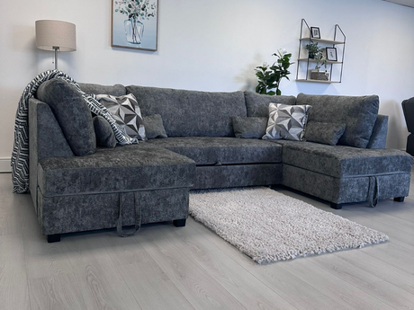 Meridian corner sofa with sofa bed and storage grey