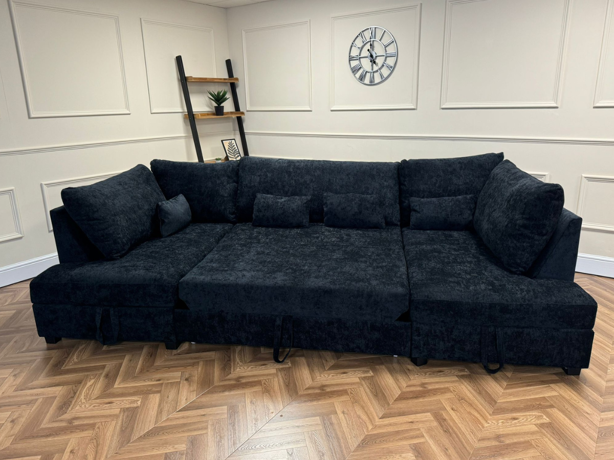 Meridian sofa bed with storage uk Chenille Black
