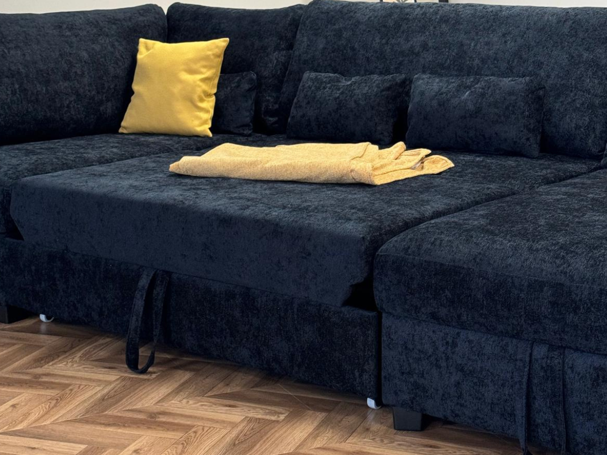 Meridian sofa bed with storage uk Chenille Black