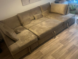 U shaped sofa bed with Storage Meridian mink